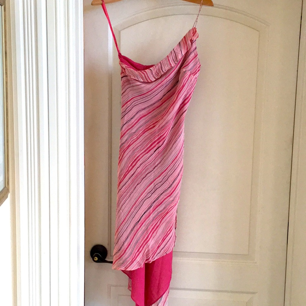 Express dress. Silk asymmetrical with stripes
